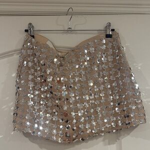 Zara Silver Sequin Mini Skirt